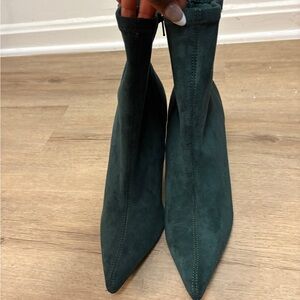 Women’s Teal Suede Pointed-Toe Ankle Boots